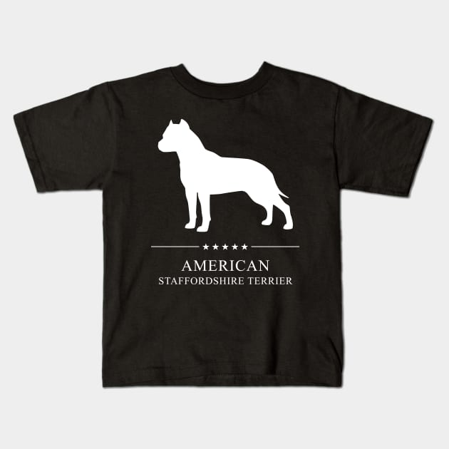 American Staffordshire Terrier Dog White Silhouette Kids T-Shirt by millersye